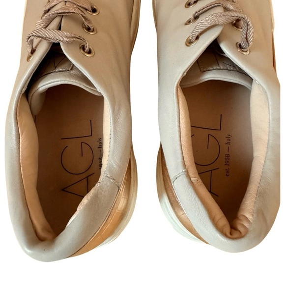 AGL Leather Platform Sneakers Blush Pink Casual Attilio Giusti Leombruni Sz 40.5 - Picture 8 of 16